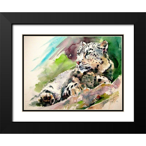 Snow Leopard II Black Modern Wood Framed Art Print with Double Matting by Kovacs, Anna Brigite
