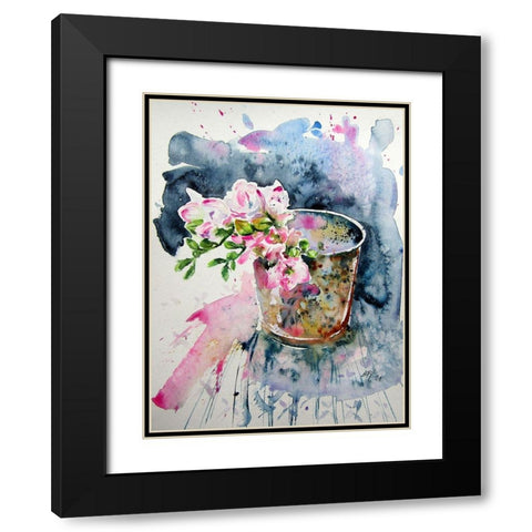 Pink Orchidea Black Modern Wood Framed Art Print with Double Matting by Kovacs, Anna Brigite