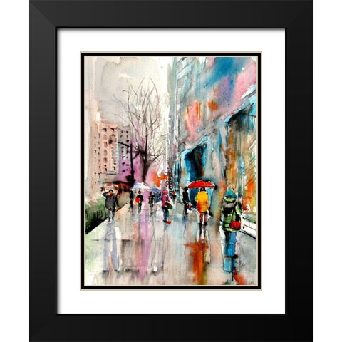 Rain Black Modern Wood Framed Art Print with Double Matting by Kovacs, Anna Brigite