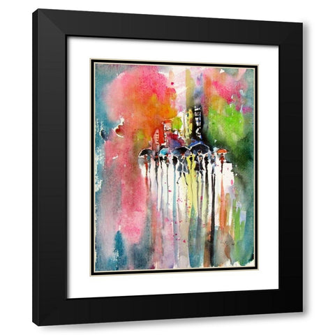 Rain II Black Modern Wood Framed Art Print with Double Matting by Kovacs, Anna Brigite