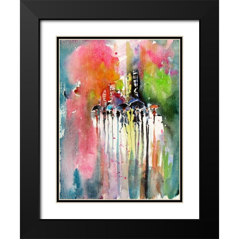 Rain II Black Modern Wood Framed Art Print with Double Matting by Kovacs, Anna Brigite