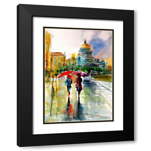 Rainy Days Black Modern Wood Framed Art Print with Double Matting by Kovacs, Anna Brigite