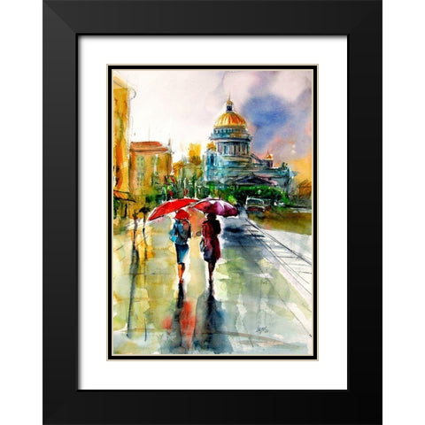 Rainy Days Black Modern Wood Framed Art Print with Double Matting by Kovacs, Anna Brigite