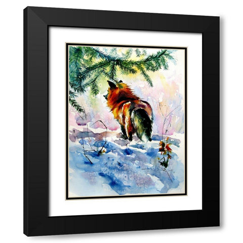 Red Fox Black Modern Wood Framed Art Print with Double Matting by Kovacs, Anna Brigite