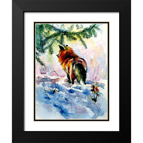 Red Fox Black Modern Wood Framed Art Print with Double Matting by Kovacs, Anna Brigite