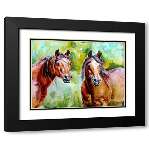 Horse Friendship Black Modern Wood Framed Art Print with Double Matting by Kovacs, Anna Brigite