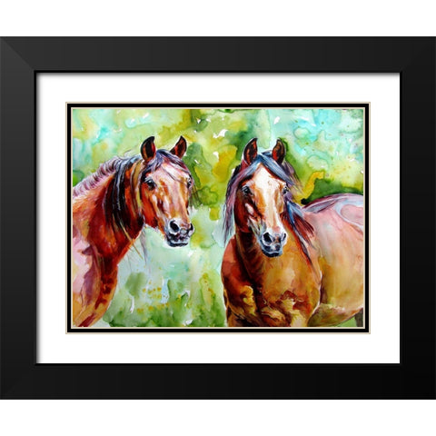 Horse Friendship Black Modern Wood Framed Art Print with Double Matting by Kovacs, Anna Brigite