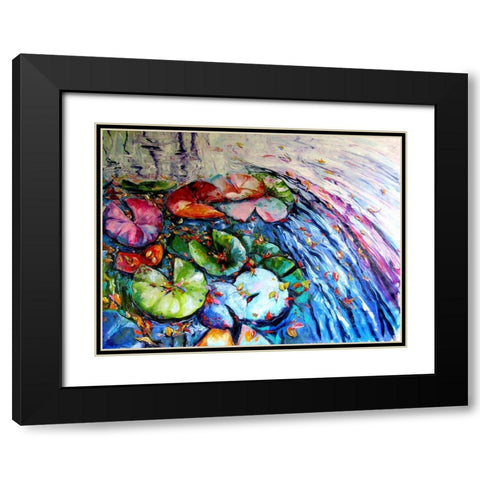 Autumn and Water Lillies Black Modern Wood Framed Art Print with Double Matting by Kovacs, Anna Brigite