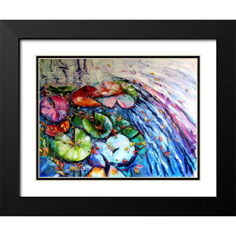Autumn and Water Lillies Black Modern Wood Framed Art Print with Double Matting by Kovacs, Anna Brigite