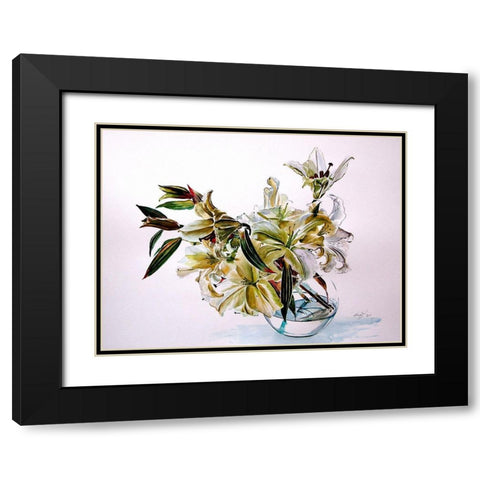 Bouquet of Lilly Black Modern Wood Framed Art Print with Double Matting by Kovacs, Anna Brigite