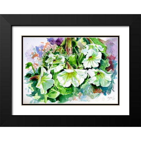 Petunia Black Modern Wood Framed Art Print with Double Matting by Kovacs, Anna Brigite