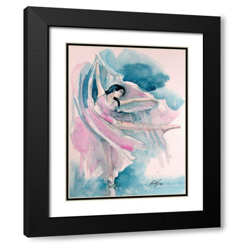Ballerina in Pink II Black Modern Wood Framed Art Print with Double Matting by Kovacs, Anna Brigite