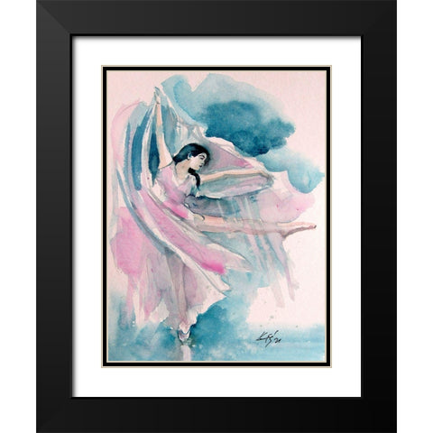 Ballerina in Pink II Black Modern Wood Framed Art Print with Double Matting by Kovacs, Anna Brigite