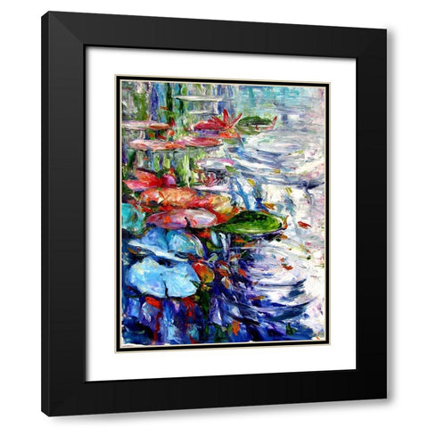 Watter Lilly Black Modern Wood Framed Art Print with Double Matting by Kovacs, Anna Brigite
