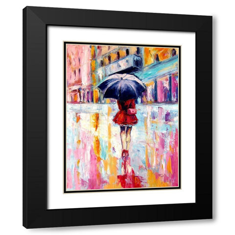 Rainy Day in the City II Black Modern Wood Framed Art Print with Double Matting by Kovacs, Anna Brigite