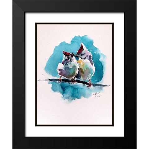 Cute Birds Black Modern Wood Framed Art Print with Double Matting by Kovacs, Anna Brigite