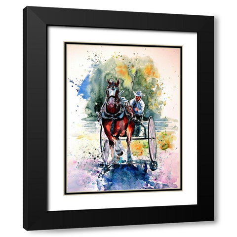 Horse Race Black Modern Wood Framed Art Print with Double Matting by Kovacs, Anna Brigite
