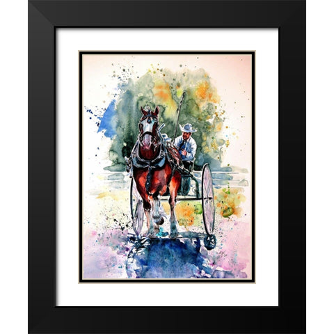 Horse Race Black Modern Wood Framed Art Print with Double Matting by Kovacs, Anna Brigite