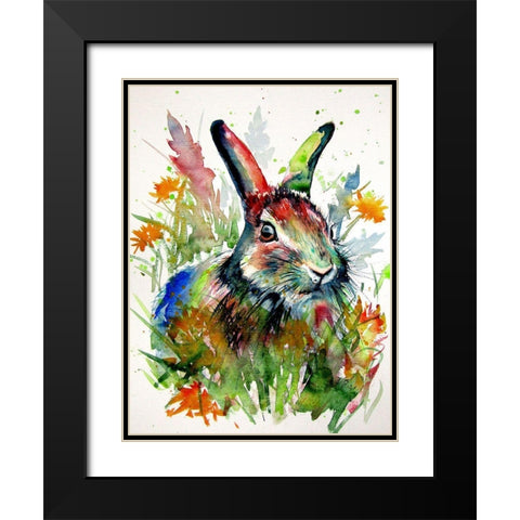 Rabbit in the Grass Black Modern Wood Framed Art Print with Double Matting by Kovacs, Anna Brigite
