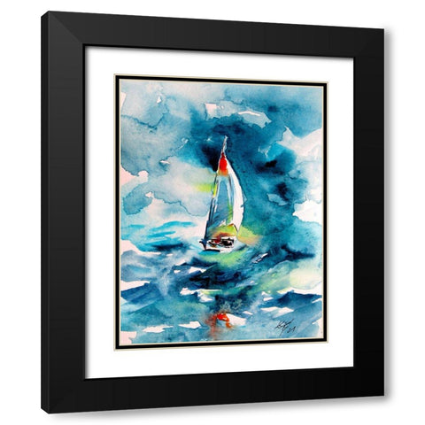 Sail Boat Black Modern Wood Framed Art Print with Double Matting by Kovacs, Anna Brigite