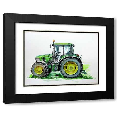 Green Tractor Black Modern Wood Framed Art Print with Double Matting by Kovacs, Anna Brigite