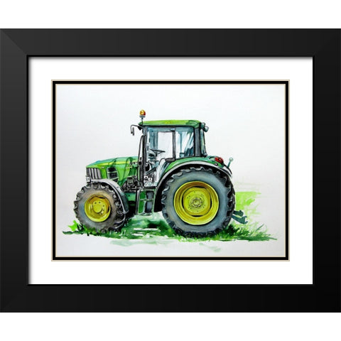 Green Tractor Black Modern Wood Framed Art Print with Double Matting by Kovacs, Anna Brigite