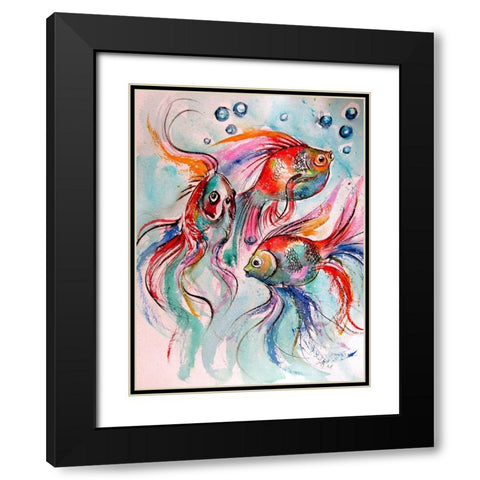 Fishes Black Modern Wood Framed Art Print with Double Matting by Kovacs, Anna Brigite