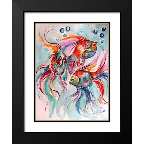 Fishes Black Modern Wood Framed Art Print with Double Matting by Kovacs, Anna Brigite