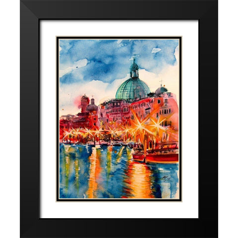 Venice at Night Black Modern Wood Framed Art Print with Double Matting by Kovacs, Anna Brigite