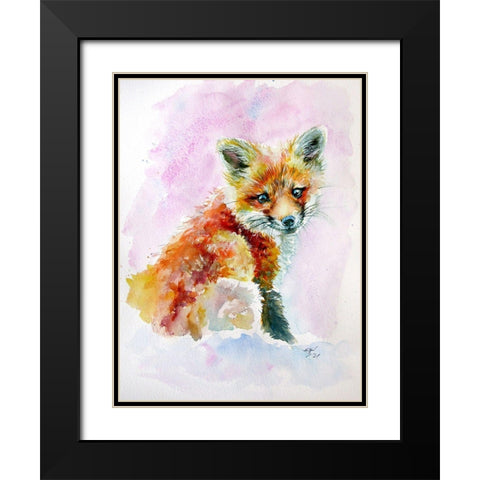 Cute Fox cub Black Modern Wood Framed Art Print with Double Matting by Kovacs, Anna Brigite
