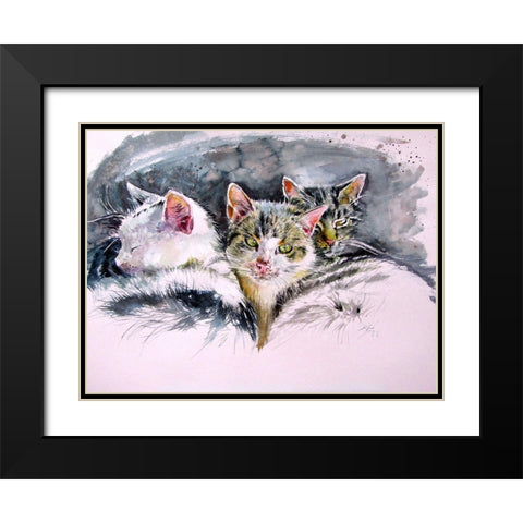 Our Cats Black Modern Wood Framed Art Print with Double Matting by Kovacs, Anna Brigite