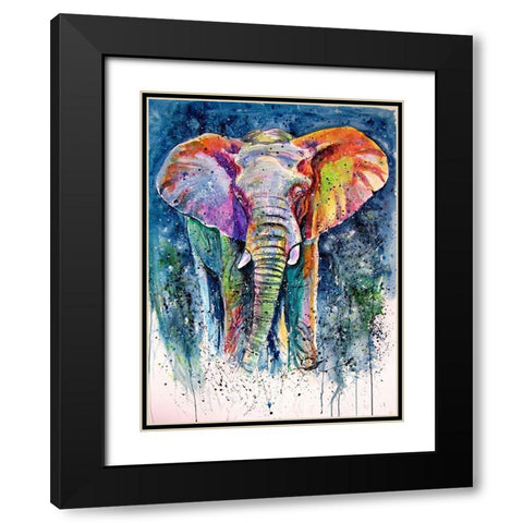Colorful Elephant Black Modern Wood Framed Art Print with Double Matting by Kovacs, Anna Brigite