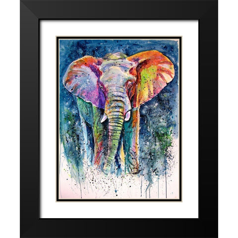 Colorful Elephant Black Modern Wood Framed Art Print with Double Matting by Kovacs, Anna Brigite