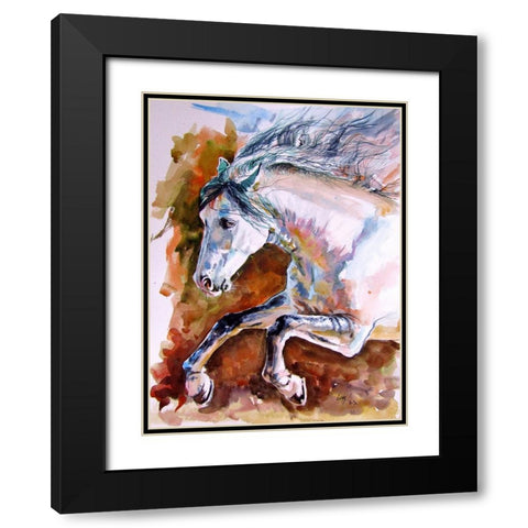 Running Horse II Black Modern Wood Framed Art Print with Double Matting by Kovacs, Anna Brigite