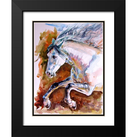 Running Horse II Black Modern Wood Framed Art Print with Double Matting by Kovacs, Anna Brigite