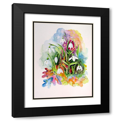 Snowdrops I Black Modern Wood Framed Art Print with Double Matting by Kovacs, Anna Brigite