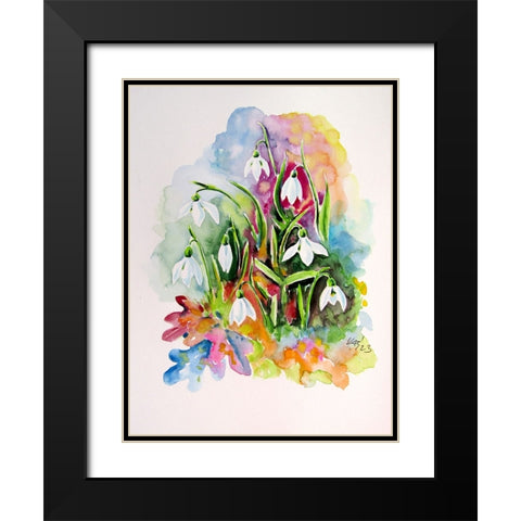 Snowdrops I Black Modern Wood Framed Art Print with Double Matting by Kovacs, Anna Brigite