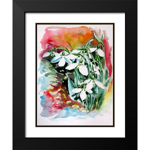 Snowdrops II Black Modern Wood Framed Art Print with Double Matting by Kovacs, Anna Brigite
