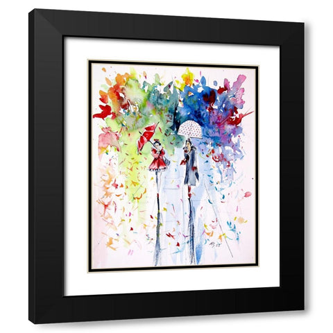 Walking Peoples II Black Modern Wood Framed Art Print with Double Matting by Kovacs, Anna Brigite
