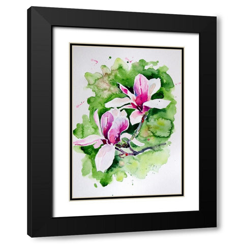 Magnolia Black Modern Wood Framed Art Print with Double Matting by Kovacs, Anna Brigite