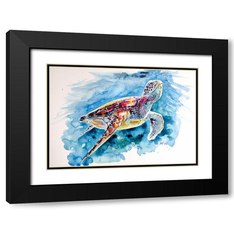 Turtle Black Modern Wood Framed Art Print with Double Matting by Kovacs, Anna Brigite