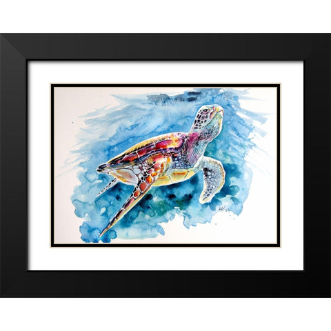 Turtle Black Modern Wood Framed Art Print with Double Matting by Kovacs, Anna Brigite