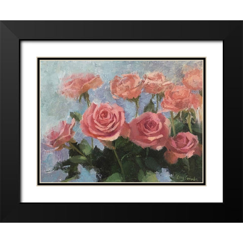 Rose Morning Black Modern Wood Framed Art Print with Double Matting by Strube, Ling