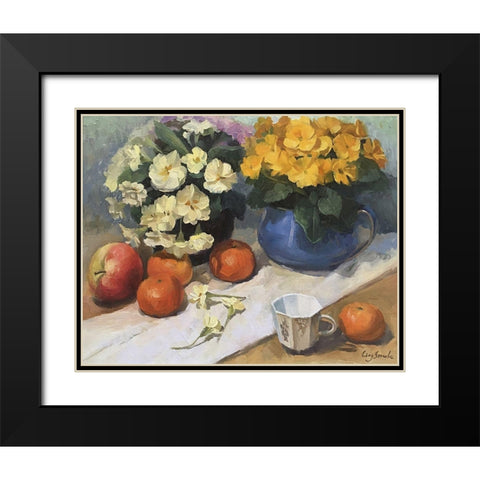 Primrose with Still Life Black Modern Wood Framed Art Print with Double Matting by Strube, Ling