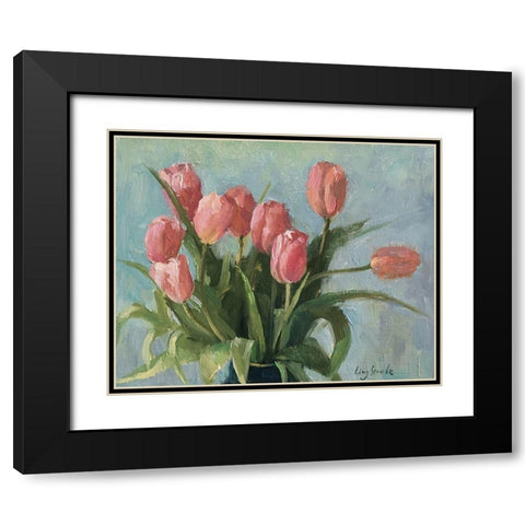 Spring Happiness Black Modern Wood Framed Art Print with Double Matting by Strube, Ling