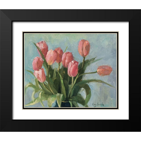 Spring Happiness Black Modern Wood Framed Art Print with Double Matting by Strube, Ling