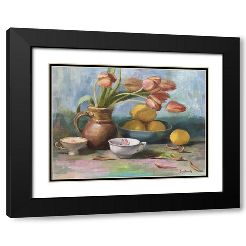 Still Life with Tulips Black Modern Wood Framed Art Print with Double Matting by Strube, Ling