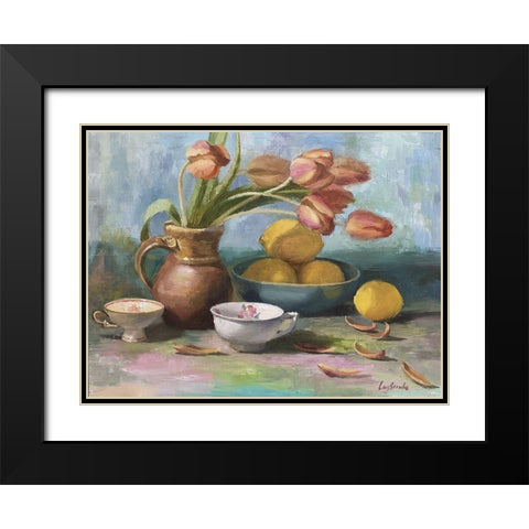 Still Life with Tulips Black Modern Wood Framed Art Print with Double Matting by Strube, Ling