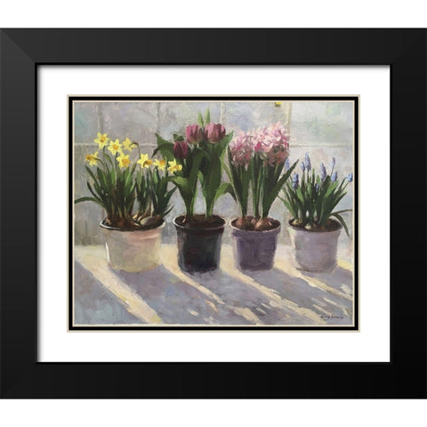 Spring Gathering Black Modern Wood Framed Art Print with Double Matting by Strube, Ling