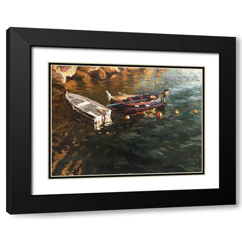 Boatds in Evening Light Black Modern Wood Framed Art Print with Double Matting by Strube, Ling